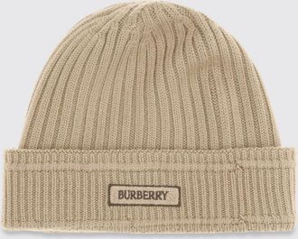 Burberry Berretto beanie in lana merino a coste con risvolto e logo