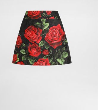 Dolce & Gabbana Rose-print Brocade Skirt - Woman Skirts Multicolor 36