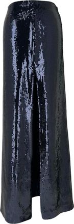 Galvan London Beating Heart Sequined Maxi Skirt in Navy Blue Polyester