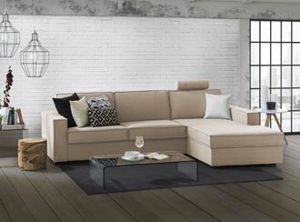 Talamo Italia Sof&aacute; Fijo Nami, Sof&aacute; De Esquina, 100% Made In Italy, Sof&aacute; Sal&oacute;n Con, Pen&iacute;nsula Contenedor Derecha, Con Reposabrazos Est&aacute;ndar, Cm 280x95h90, Beige, Con