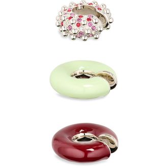 Paco Rabanne Set of 3 Punk Style Ear Cuffs in P082 Purple /Green /Silver at Nordstrom