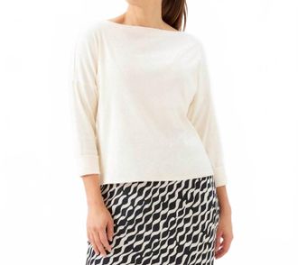 Karen Kane Ribbed Boatneck Top In Cream