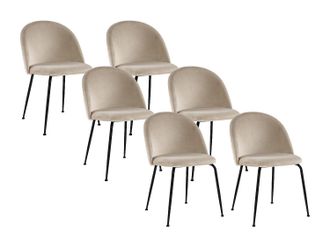 Vente-Unique Juego de 6 sillas MELBOURNE - Terciopelo y metal negro mate - Beige