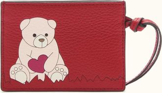 Furla Camelia Porta Carte Di Credito S Toni M1 Red Multicolore Pelle Granata Di Vitello Eracle Con Stampa Orso Cuore Donna