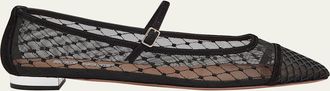 Aquazzura Fishnet Suede Juliette Ballerina Flats