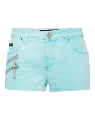 Philipp Plein Denim Hot Pants Biker