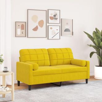 vidaXL Divano a 2 Posti con Cuscini Giallo 140 cm in Velluto - Vidaxl