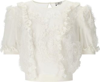 Elisabetta Franchi TOP CON ROUCHES AVORIO ELISABETTA FRANCHI