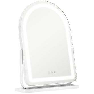 HOMCOM Vanity Mirror with Lights - 3 Colour - 360&deg; Rotation - Touch Screen - 33W x 44.5H x 12Dcm | TJ Hughes White