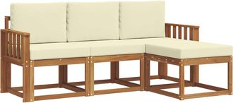 vidaXL Conjunto De Sof&aacute;s De Exterior 4 Uds. Natural Y Crema Vidaxl