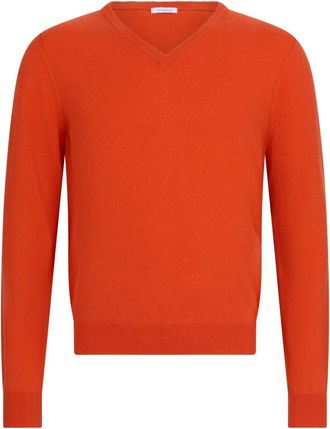 Malo Cashmere V-hals Trui - Heren - Cashmere truien - Oranje - M - Truien & Vesten