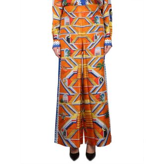 Casablanca Wide Trousers, female, Multicolor, Size: S Escalier Infini Silk Wide Leg Trousers