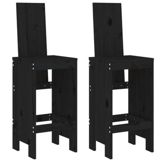 Berkfield Home Beautiful 3 Piece Garden Bar Set Black Solid Wood Pine