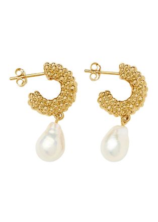 Missoma Pearl Drop 18k Gold-plated Hoop Earrings - One Size