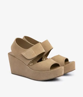 Pedro Garcia Minimalistic wedge in beige suede | Helen | Spring Summer 26 |PEDRO GARCIA