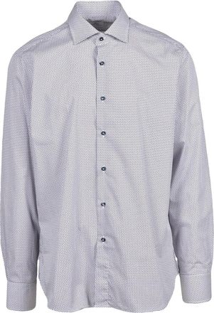 Brio Italiano Brown/Blue Geometric Print Cotton Shirt