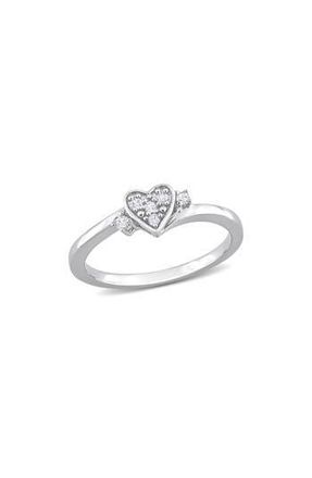 Delmar Sterling Silver Pavé Diamond Heart Ring - 0.10ct. at Nordstrom Rack, Size 5