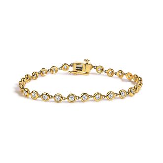 House of Brilliance 10K Yellow Gold 1 1/2 Cttw Lab Grown Diamond Bezel Link Bracelet