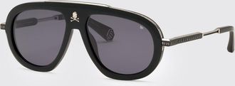 Philipp Plein Occhiali da sole aviator in acetato con logo in rilievo