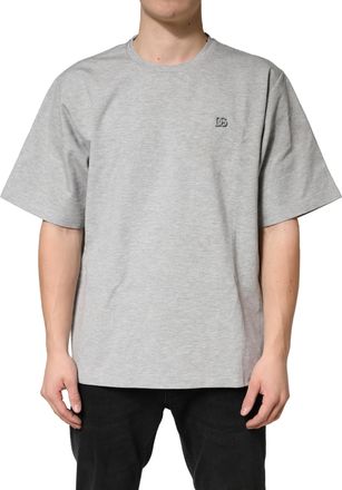 Dolce & Gabbana Grey Cotton Crewneck Short Sleeve Mens T-Shirt