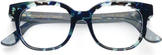 Emmanuelle Khanh Green Blue Square Acetate Eyeglasses
