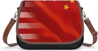 Generic U.S. Flag China Flag Small Womens Crossbody Bags Shoulder Handbag with Adjustable Strap for Travel