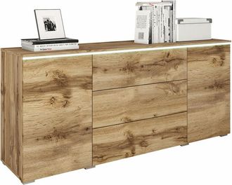 Mirjan24 Mobilier1 - C&oacute;moda Sarasota 142, Roble Wotan + Negro Brillante, Con Cajones Y Puertas, N&uacute;mero De Cajones: 0, 66x150x40cm