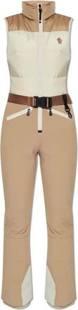 Moncler Ski Suits, female, Beige, Size: XS Belted Ski Suit