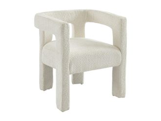 Vente-Unique Silla con reposabrazos de tela boucl&eacute; y metal - Blanco - SOFANA de Pascal MORABITO