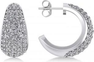 Allurez Diamond J Hoops Tusk Earrings 14K White Gold (1.10ct)