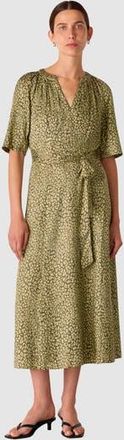 Whistles Leopard Short Sleeve Midi Dress in Green/multi at Nordstrom, Size 10