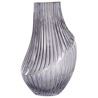 Beliani Beliani - Florero De Vidrio Gris 36 Cm Abstracto Moderno Sala De Estar Dormitorio Myrsina