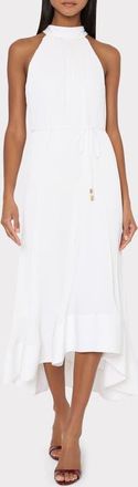 Milly Nalani Pleated Sleeveless High-Low Midi Dress in White at Nordstrom, Size 10