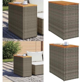 vidaXL Tavolino Giardino Piano in Legno Grigio 58x27,5x55cm Polyrattan - Tavolo da esterno - Tavolo in legno