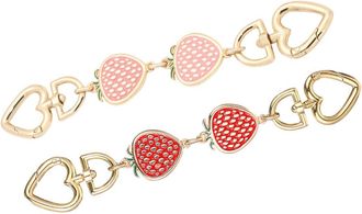 Supvox 2pcs Strawberry Purse Bag Extension Chains Gold Heart Clasps 17cm Alloy Purse Strap Extenders for Women Handbag Accessories Red and Bag Chains