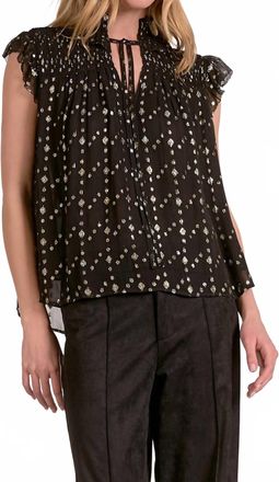 Elan Sleeveless Holiday Sparkle Blouse In Black