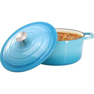 MegaChef 5 Quarts Round Enameled Cast Iron Casserole with Lid in Blue at Nordstrom