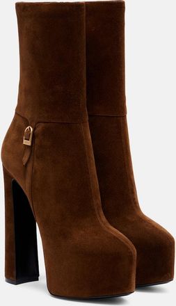 Saint Laurent Stivaletti Nico 155 in suede con plateau