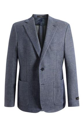 Vince Icon Relaxed Fit Blue M&eacute;lange Cotton & Linen Sport Coat in Denim at Nordstrom, Size 38 Regular