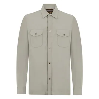 Moorer Casual Shirts, male, Gray, Size: 2XL Gray shirt with a minimalist and versatile design