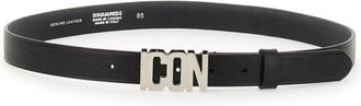 Dsquared2 Black Textured Logo Buckle Belt