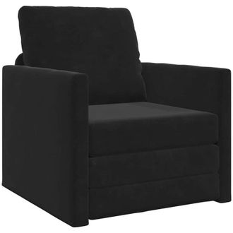 vidaXL Sof&aacute; Cama De Piso Con Coj&iacute;n Negro 74 X 77 X 81 Cm Terciopelo Vidaxl