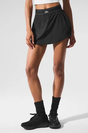 Alo | Match Point Tennis Skirt in Black, Size: Medium