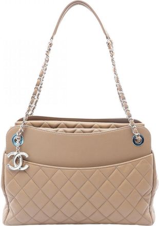 Chanel Beige Leather Handbag Tote Bag (Pre-Owned)