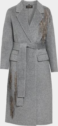 Kobi Halperin Sydni Rhinestone Fringe Wool-Silk Coat