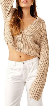 Free People Sweet Nothing Cotton Cardigan in Sandcastle at Nordstrom, Size X-Large