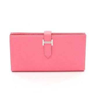 Herm&egrave;s Pink Epsom Leather Long Wallet (Bi-Fold) (Pre-Owned)
