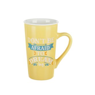 KASANOVA Tazza alta scritta 520 ml in porcellana giallo opaco
