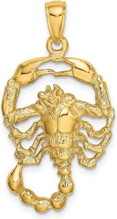 Diamond2Deal 14k Yellow Gold Large Scorpio Zodiac Charm Pendant