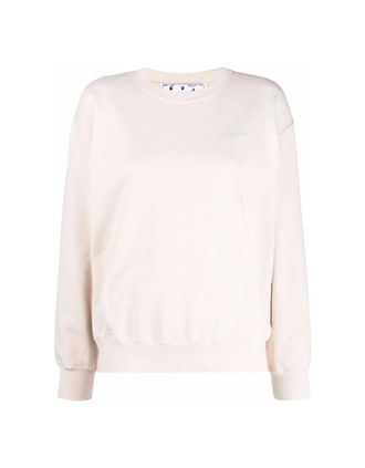 Off-white Womens Off-White Diag Regular Crewneck Beige Sweatshirt - Size: 18/16
